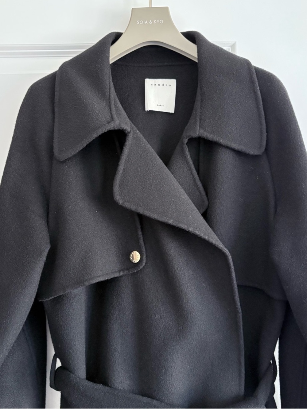 Sandro Black Wool Coat